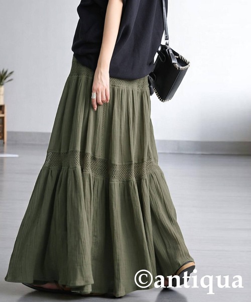 antiqua(アンティカ)の「レースティアードスカート(スカート・レディース・カーキ/ブルー/ブラック・ONESIZE)」の19枚目の写真