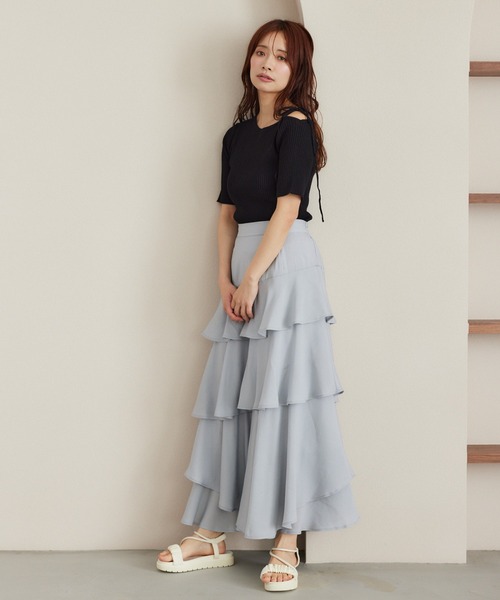 mysty woman(ミスティウーマン)の「アシメネックストリングプルオーバー 493903(ニット/セーター・レディース・ブラック/オフホワイト/ブラウン系その他・FREE)」の10枚目の写真