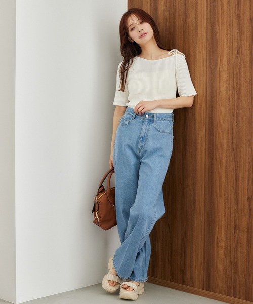 mysty woman(ミスティウーマン)の「アシメネックストリングプルオーバー 493903(ニット/セーター・レディース・ブラック/オフホワイト/ブラウン系その他・FREE)」の12枚目の写真