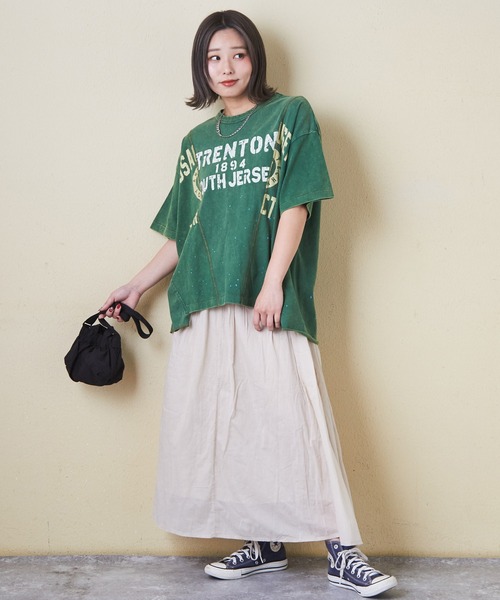 セール】トンプキン天竺ケミカル加工リメイク風ビッグTシャツ（T