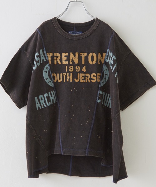 セール】トンプキン天竺ケミカル加工リメイク風ビッグTシャツ（T
