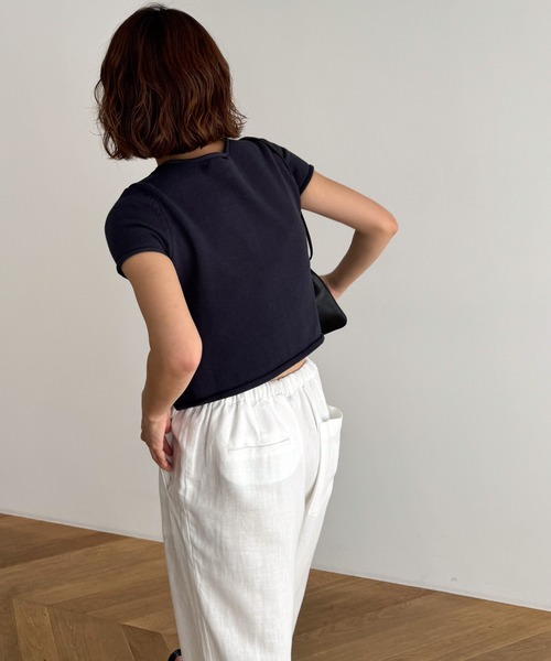 CANAL JEAN（キャナルジーン）の「El mar　コットン半袖ボタンカーディガン（カーディガン/ボレロ・レディース・ブラック/アイボリー/ネイビー・ONE SIZE）」の6枚目の写真