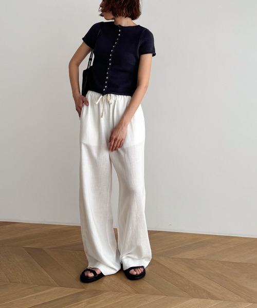 CANAL JEAN（キャナルジーン）の「El mar　コットン半袖ボタンカーディガン（カーディガン/ボレロ・レディース・ブラック/アイボリー/ネイビー・ONE SIZE）」の5枚目の写真