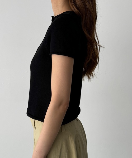 CANAL JEAN（キャナルジーン）の「El mar　コットン半袖ボタンカーディガン（カーディガン/ボレロ・レディース・ブラック/アイボリー/ネイビー・ONE SIZE）」の16枚目の写真