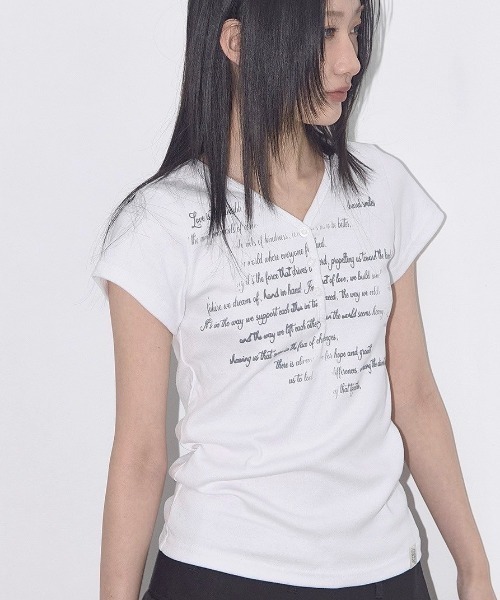tシャツ 「FANCY CLUB」VINTAGE SNAP LETTERING TEE レディース FANCY CLUB（ファンシークラブ）の「【FANCY CLUB】VINTAGE SNAP