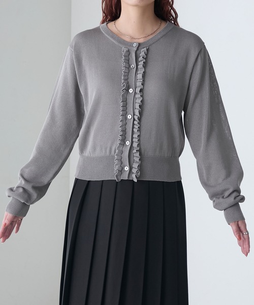 UVカット】【アンサンブル対応】フリルコンパクトサマーニット