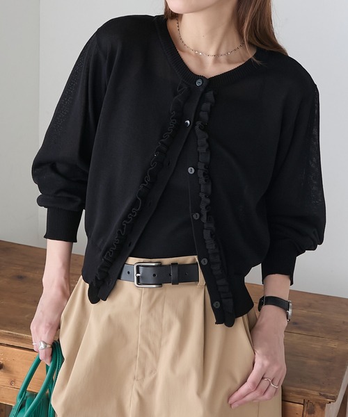 UVカット】【アンサンブル対応】フリルコンパクトサマーニット