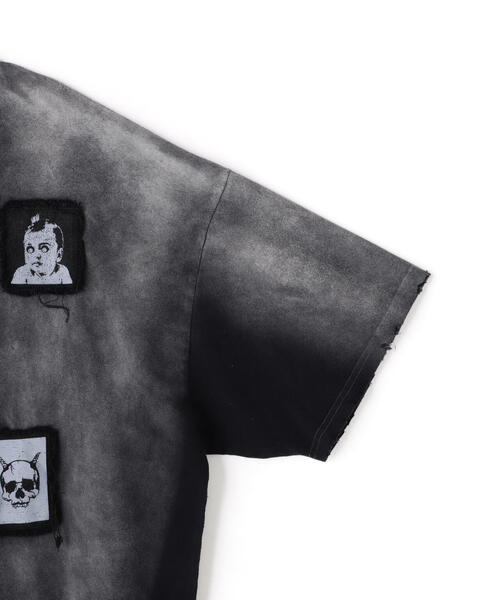 DankeSchon PIGMENT SPRAY S/S TEE PATCH Tシャツ ブラック DankeSchon/ダンケシェーン/PIGMENT SPRAY S/S TEE PATCH（T