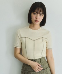 VICKY | カットリブハイショクステッチTシャツ≪手洗い可能≫(Tシャツ/カットソー)