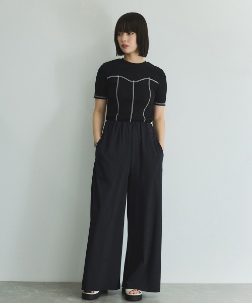 VICKY(ビッキー)の「カットリブハイショクステッチTシャツ≪手洗い可能≫(Tシャツ/カットソー・レディース・オフホワイト/ブラック・M)」の10枚目の写真
