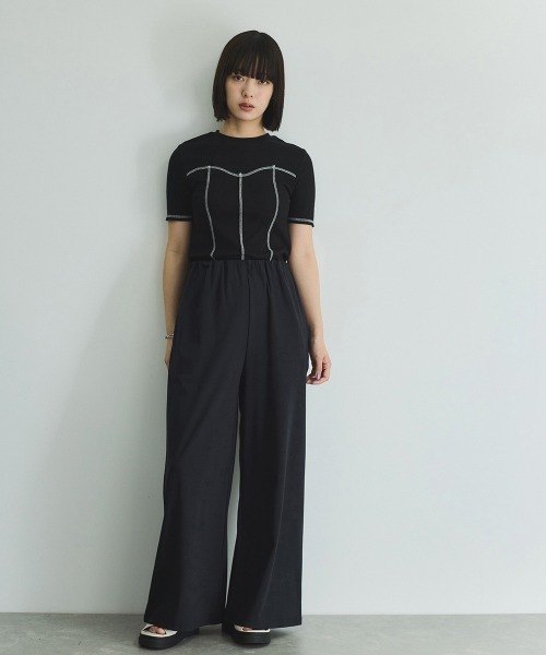VICKY(ビッキー)の「カットリブハイショクステッチTシャツ≪手洗い可能≫(Tシャツ/カットソー・レディース・オフホワイト/ブラック・M)」の11枚目の写真