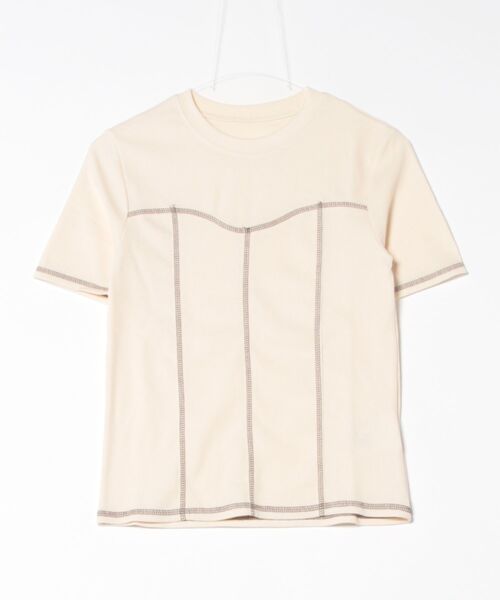 VICKY(ビッキー)の「カットリブハイショクステッチTシャツ≪手洗い可能≫(Tシャツ/カットソー・レディース・オフホワイト/ブラック・M)」の13枚目の写真