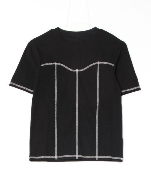 VICKY(ビッキー)の「カットリブハイショクステッチTシャツ≪手洗い可能≫(Tシャツ/カットソー・レディース・オフホワイト/ブラック・M)」の12枚目の写真