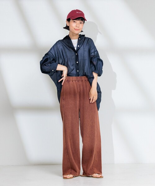 FREAK'S STORE（フリークスストア）の「フェード加工 カーブイージーパンツ/スウェットパンツ（スウェットパンツ・レディース・ブラック/ブラウン・ﾌﾘ-）」の3枚目の写真