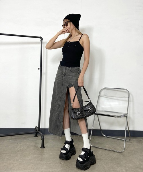 non-hedge（ノンヘッジ）の「ポケット付きヘンリーキャミソール（キャミソール・レディース・ブラック/チャコールグレー/オフホワイト・FREE）」の13枚目の写真