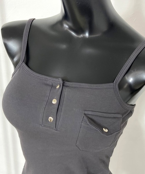 non-hedge（ノンヘッジ）の「ポケット付きヘンリーキャミソール（キャミソール・レディース・ブラック/チャコールグレー/オフホワイト・FREE）」の22枚目の写真