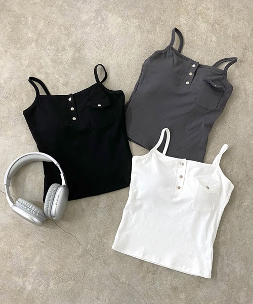 non-hedge（ノンヘッジ）の「ポケット付きヘンリーキャミソール（キャミソール・レディース・ブラック/チャコールグレー/オフホワイト・FREE）」の16枚目の写真