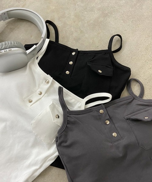 non-hedge（ノンヘッジ）の「ポケット付きヘンリーキャミソール（キャミソール・レディース・ブラック/チャコールグレー/オフホワイト・FREE）」の15枚目の写真