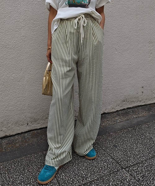 esutoreja パンツ 2カラーストライプパンツ レディース