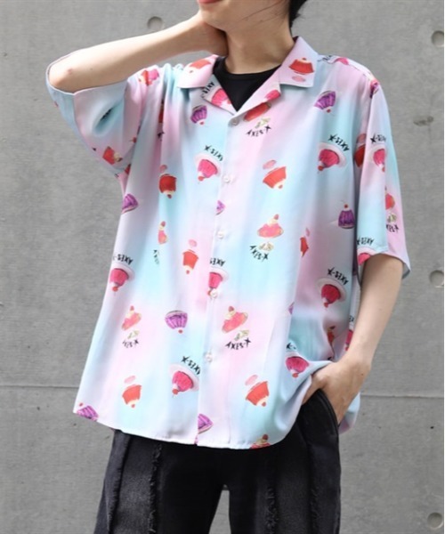 AXES-X（アクシーズエックス）の「ゼリープリントアロハシャツ（シャツ/ブラウス・メンズ・ネイビー/ホワイト/ピンク・LARGE/X-LARGE/MEDIUM）」の3枚目の写真