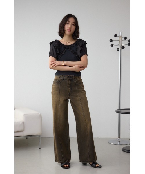 AZUL by moussy(アズールバイマウジー)の「コンビネーション2WAYフリルトップス(Tシャツ/カットソー・レディース・レッド/アイボリー/ブラック・FREE)」の18枚目の写真