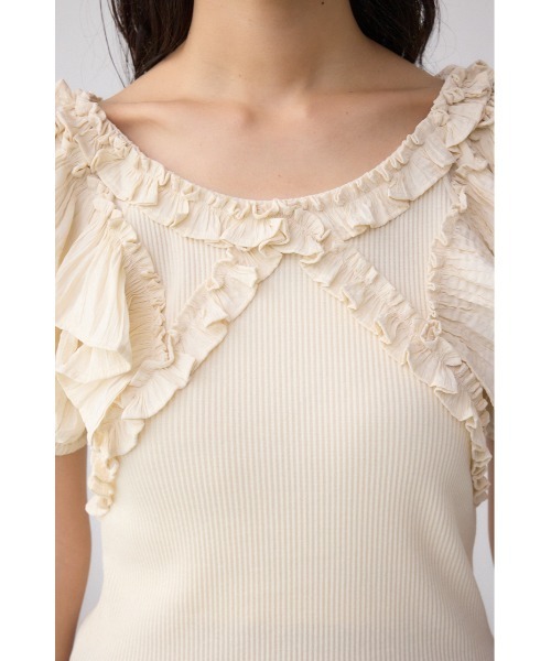 AZUL by moussy(アズールバイマウジー)の「コンビネーション2WAYフリルトップス(Tシャツ/カットソー・レディース・レッド/アイボリー/ブラック・FREE)」の11枚目の写真