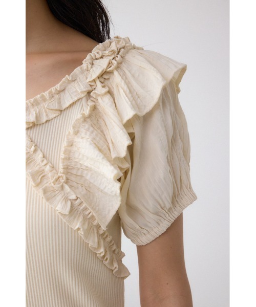 AZUL by moussy(アズールバイマウジー)の「コンビネーション2WAYフリルトップス(Tシャツ/カットソー・レディース・レッド/アイボリー/ブラック・FREE)」の13枚目の写真