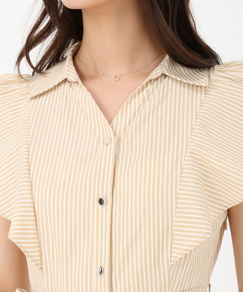 セール】2025春夏新作 ラメストライプシャツワンピース（シャツ