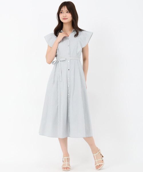 MISCH MASCH(ミッシュマッシュ)の「ラメストライプシャツワンピース(シャツワンピース・レディース・ベージュ/ブルー・S/M)」の8枚目の写真