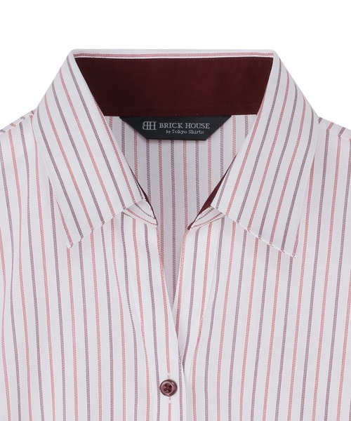 TOKYO SHIRTS(トウキョウシャツ)の「【吸水速乾】 形態安定ノーアイロン スキッパー 5分袖ビジネスワイシャツ(ビジネスシャツ・レディース・ピンク・S/M/L/LL/XL)」の3枚目の写真