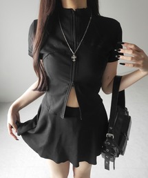 me+em select(~[ZNg)́y Q_Zbg zWbvAbvJbg\[gbvX   tA~jXJ[g zZbgAbv@^  zipup shortsleeve cutsew tops & flare mini skirt wanghong setup(ZbgAbv)
