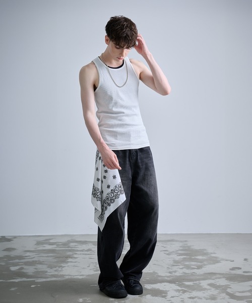 NUMBER (N)INE（ナンバーナイン）の「【NUMBER(N)INE/ナンバーナイン】PAISLEY PRINTED BANDANA MADE IN USA / ペイズリー プリント バンダナ（バンダナ/スカーフ・メンズ・ブラック/ホワイト・FREE）」の7枚目の写真