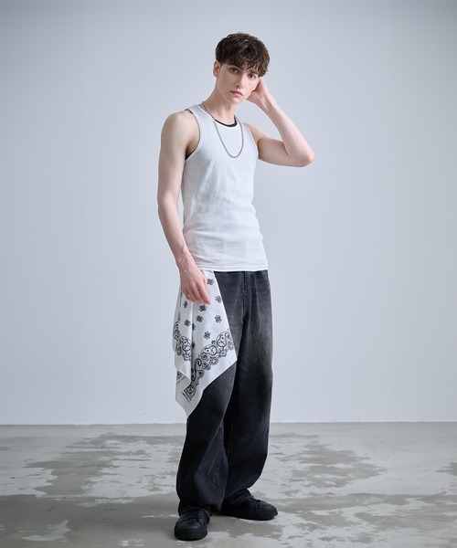 NUMBER (N)INE（ナンバーナイン）の「【NUMBER(N)INE/ナンバーナイン】PAISLEY PRINTED BANDANA MADE IN USA / ペイズリー プリント バンダナ（バンダナ/スカーフ・メンズ・ブラック/ホワイト・FREE）」の8枚目の写真