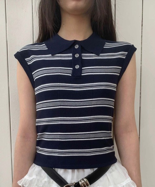 MARGON(マルゴン)ラメ入りボーダーノースリーブニット(サイズ48)(ベージュ) 大きいサイズ ボーダーシアーニット 通販【ニッセン】