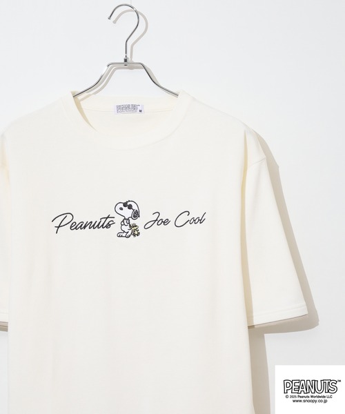 PEANUTS(ピーナッツ)の「PEANUTS ジョー・クール刺繍接触冷感ビッグシルエット半袖Tシャツ(Tシャツ/カットソー・メンズ・チャコール/オフホワイト/ライトカーキ・LL/L/M)」の1枚目の写真