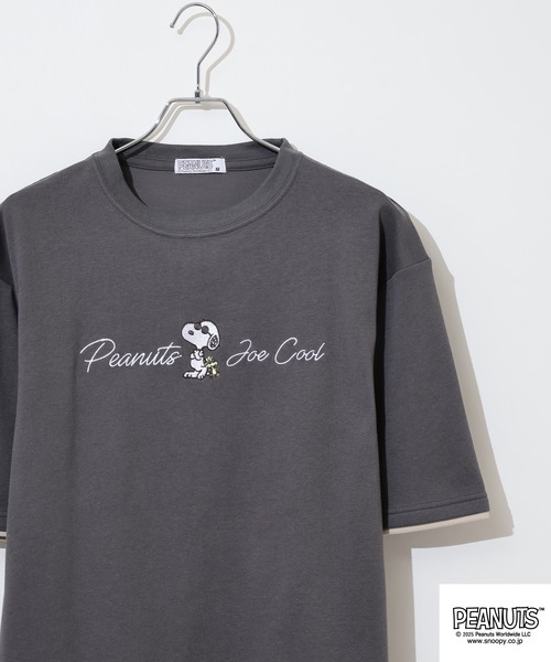 PEANUTS(ピーナッツ)の「PEANUTS ジョー・クール刺繍接触冷感ビッグシルエット半袖Tシャツ(Tシャツ/カットソー・メンズ・チャコール/オフホワイト/ライトカーキ・LL/L/M)」の2枚目の写真