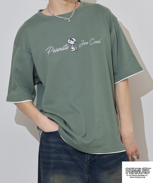 PEANUTS(ピーナッツ)の「PEANUTS ジョー・クール刺繍接触冷感ビッグシルエット半袖Tシャツ(Tシャツ/カットソー・メンズ・チャコール/オフホワイト/ライトカーキ・LL/L/M)」の13枚目の写真
