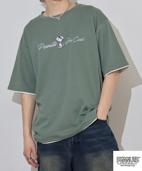 PEANUTS(ピーナッツ)の「PEANUTS ジョー・クール刺繍接触冷感ビッグシルエット半袖Tシャツ(Tシャツ/カットソー・メンズ・チャコール/オフホワイト/ライトカーキ・LL/L/M)」の11枚目の写真