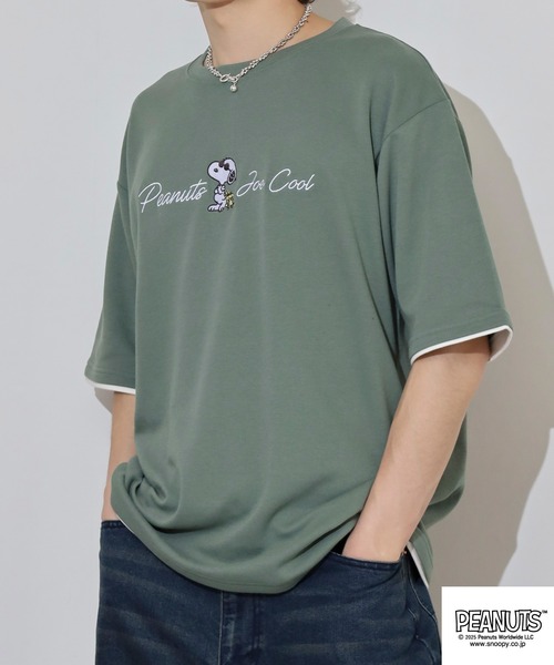 PEANUTS(ピーナッツ)の「PEANUTS ジョー・クール刺繍接触冷感ビッグシルエット半袖Tシャツ(Tシャツ/カットソー・メンズ・チャコール/オフホワイト/ライトカーキ・LL/L/M)」の12枚目の写真