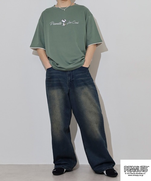 PEANUTS(ピーナッツ)の「PEANUTS ジョー・クール刺繍接触冷感ビッグシルエット半袖Tシャツ(Tシャツ/カットソー・メンズ・チャコール/オフホワイト/ライトカーキ・LL/L/M)」の14枚目の写真