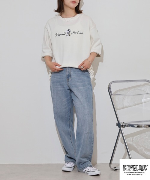 PEANUTS(ピーナッツ)の「PEANUTS ジョー・クール刺繍接触冷感ビッグシルエット半袖Tシャツ(Tシャツ/カットソー・メンズ・チャコール/オフホワイト/ライトカーキ・LL/L/M)」の10枚目の写真