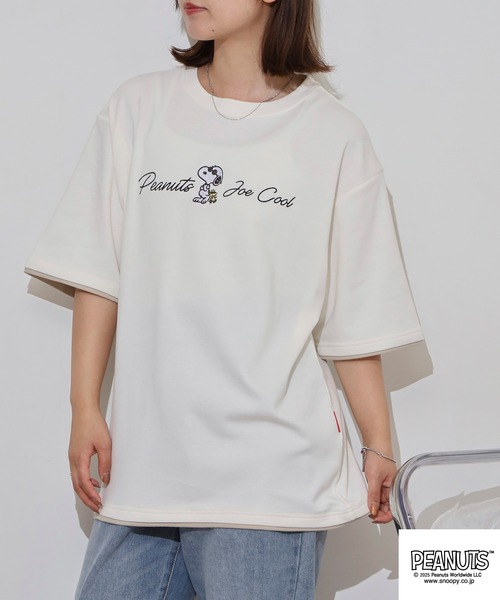 PEANUTS(ピーナッツ)の「PEANUTS ジョー・クール刺繍接触冷感ビッグシルエット半袖Tシャツ(Tシャツ/カットソー・メンズ・チャコール/オフホワイト/ライトカーキ・LL/L/M)」の7枚目の写真