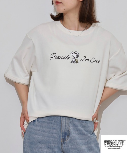 PEANUTS(ピーナッツ)の「PEANUTS ジョー・クール刺繍接触冷感ビッグシルエット半袖Tシャツ(Tシャツ/カットソー・メンズ・チャコール/オフホワイト/ライトカーキ・LL/L/M)」の8枚目の写真