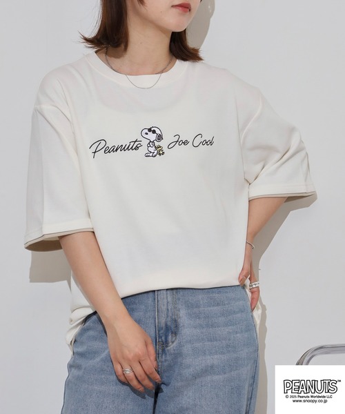 PEANUTS(ピーナッツ)の「PEANUTS ジョー・クール刺繍接触冷感ビッグシルエット半袖Tシャツ(Tシャツ/カットソー・メンズ・チャコール/オフホワイト/ライトカーキ・LL/L/M)」の9枚目の写真