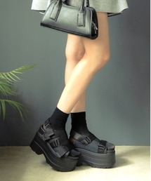 R&E | 【R&E】ループベルクロストラップ厚底サンダル(サンダル)