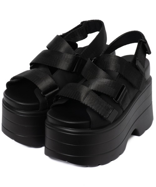 R&E（アールアンドイー）の「【R&E】ループベルクロストラップ厚底サンダル（サンダル・レディース・ブラック/ベージュ/ホワイト・S/M/L/LL）」の21枚目の写真