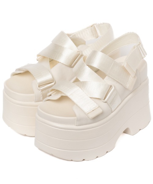 R&E（アールアンドイー）の「【R&E】ループベルクロストラップ厚底サンダル（サンダル・レディース・ブラック/ベージュ/ホワイト・S/M/L/LL）」の18枚目の写真