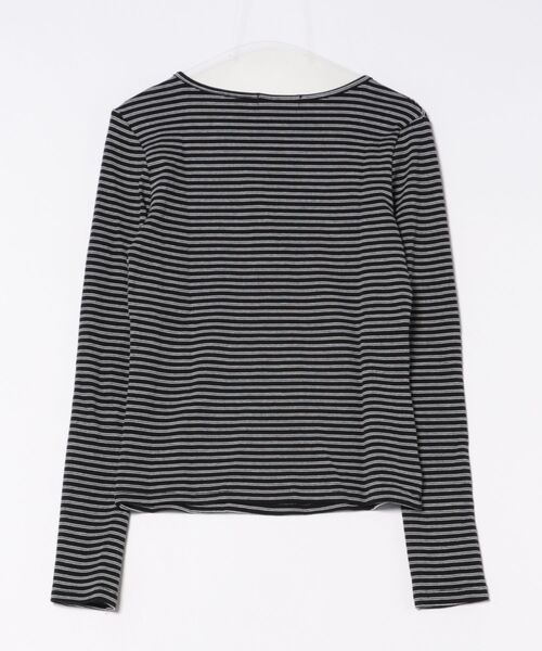 MEMECLE(メメクル)の「【 MEMECLE / メメクル 】ヘンリーネック ボーダーカットソー(Tシャツ/カットソー・レディース・アイボリー/ブラック・M/L/S)」の13枚目の写真