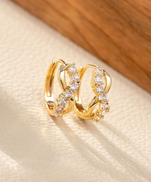 YU-KA:クロスラインジルコニアフープピアス cross line zirconia hoop pierce