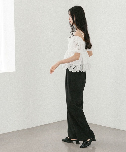 Heather（ヘザー）の「WEB限定　レングスが選べる　タックボリュームパンツ　577075（スラックス・レディース・ブラック/グレー/ブラウン/ベージュ/オフホワイト/ライトブルー・FREE/LONG）」の9枚目の写真